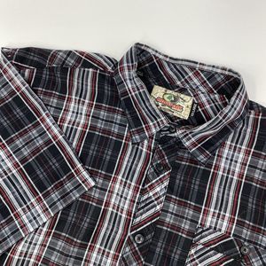 Mossy Oak Shirt Mens‎ 2XL Button Up Black Plaid Short Sleeve Pocket Front